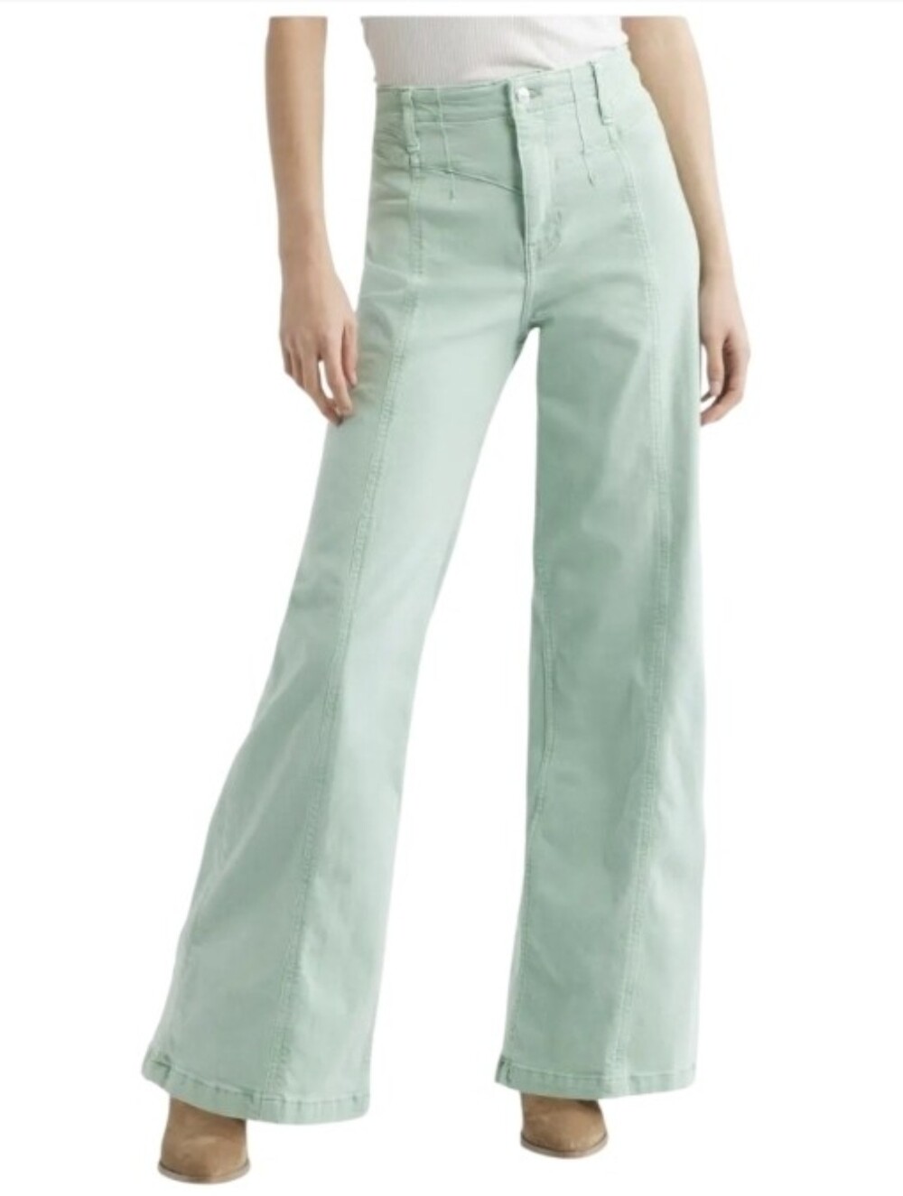 Free People We The Free Libre Wide-Leg Jeans In The Color Cameo Green